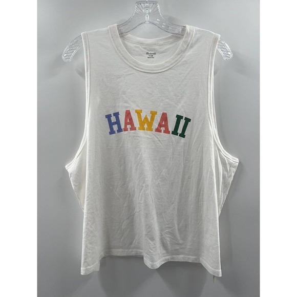 Madewell Tops - Madewell Women’s Sleeveless 100% Cotton Tank “Hawaii” White Size 2X NWT